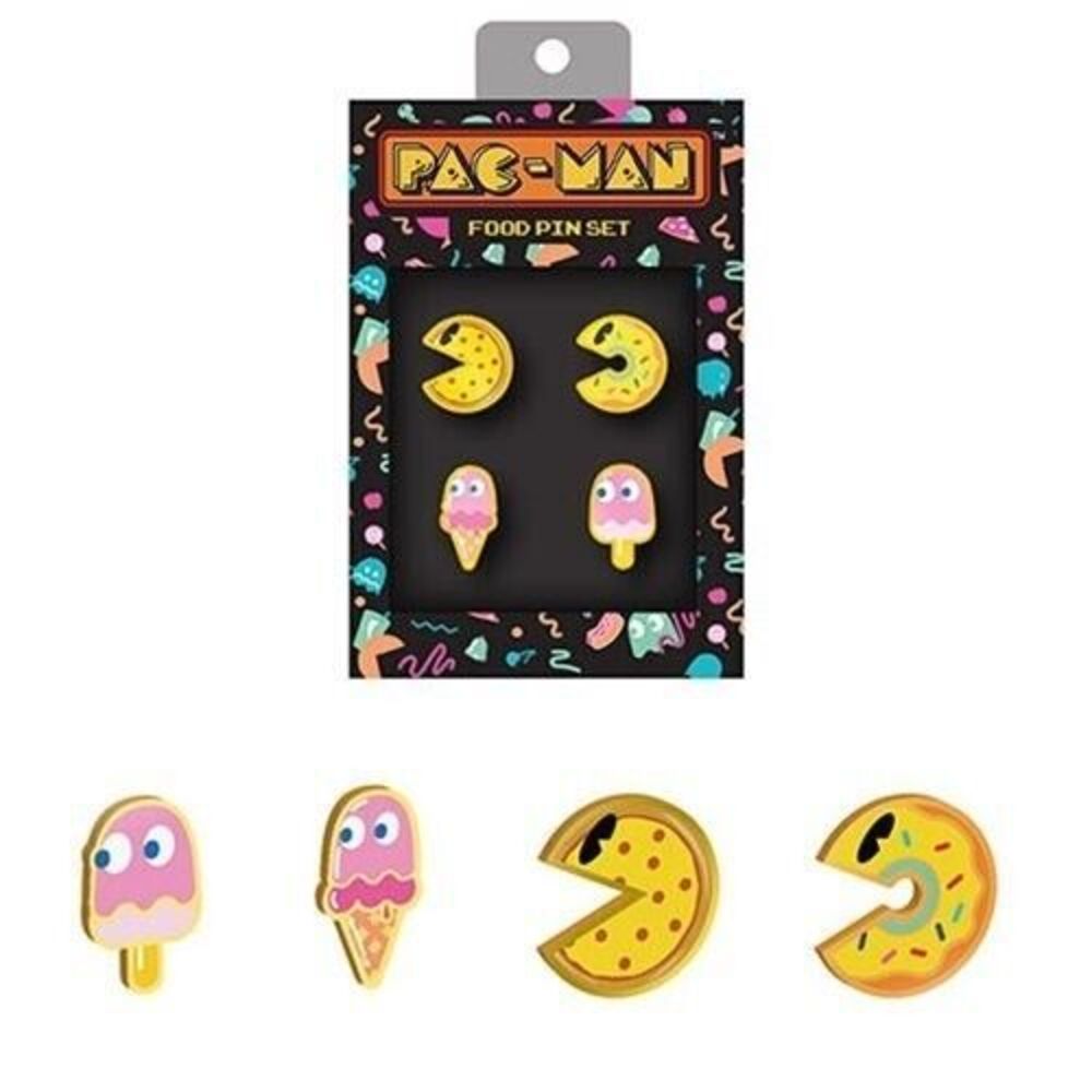 Pac Man Collectable 4 piece Food Enamel Pin Set New in box